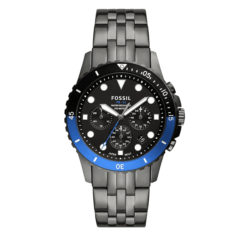 ساعت مچی مردانه کرنوگراف با صفحه مشکی و بند استیل گانمتال Fossil مدل FS5835 — تصویر ۵