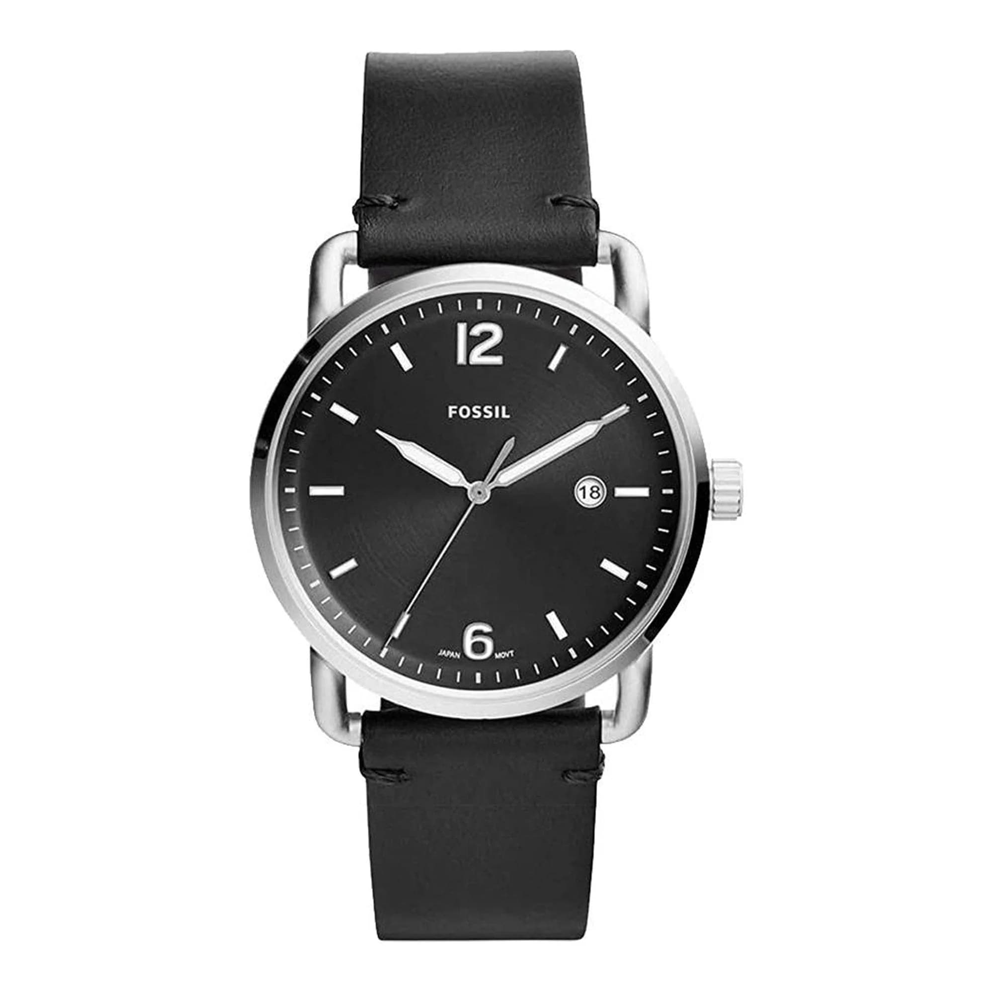 ساعت مچی مردانه کلاسیک با صفحه مشکی و بند چرمی مشکی Fossil مدل FS5406