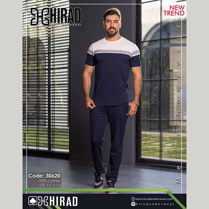 ست تیشرت و شلوار دورس مردانه مدل 30620 برند هیراد نخ پنیه سایز XL کد 40177