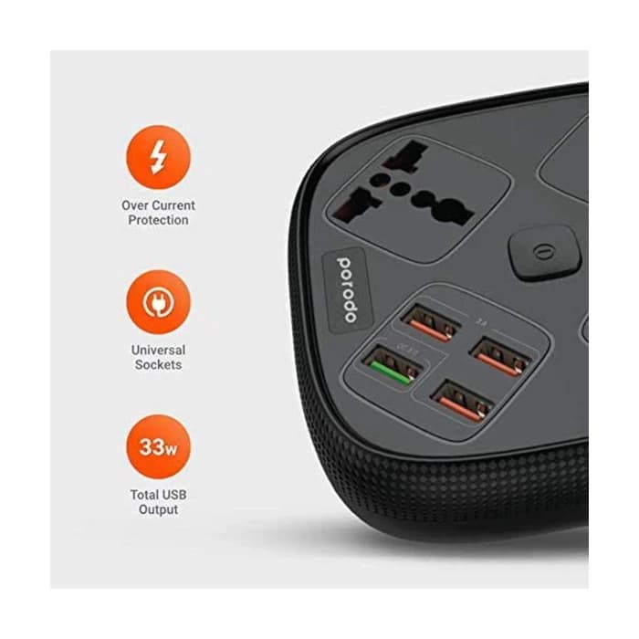 چند راهی برق و شارژر پرودو PORODO 4 USB 3 SOCKETS PD-SC3302 دارای ۴ پورت — تصویر ۵