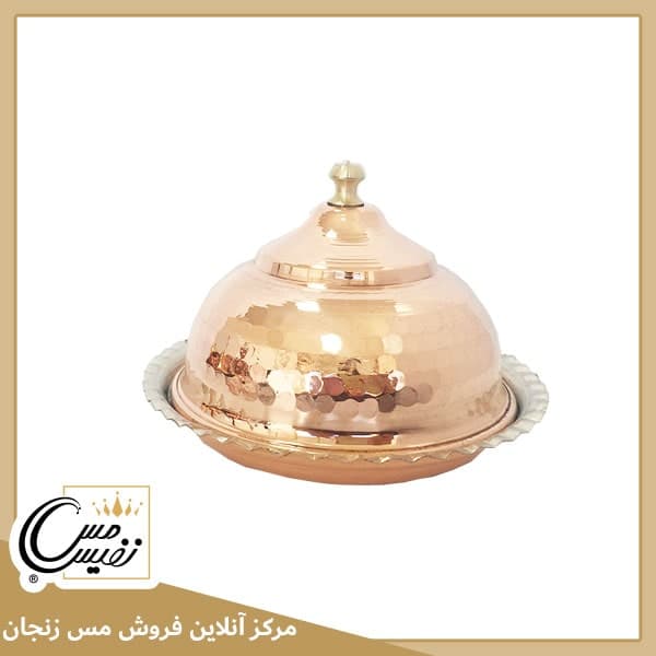 ظرف کره و پنیر مسی زنجان چکش کاری دستی — تصویر ۲