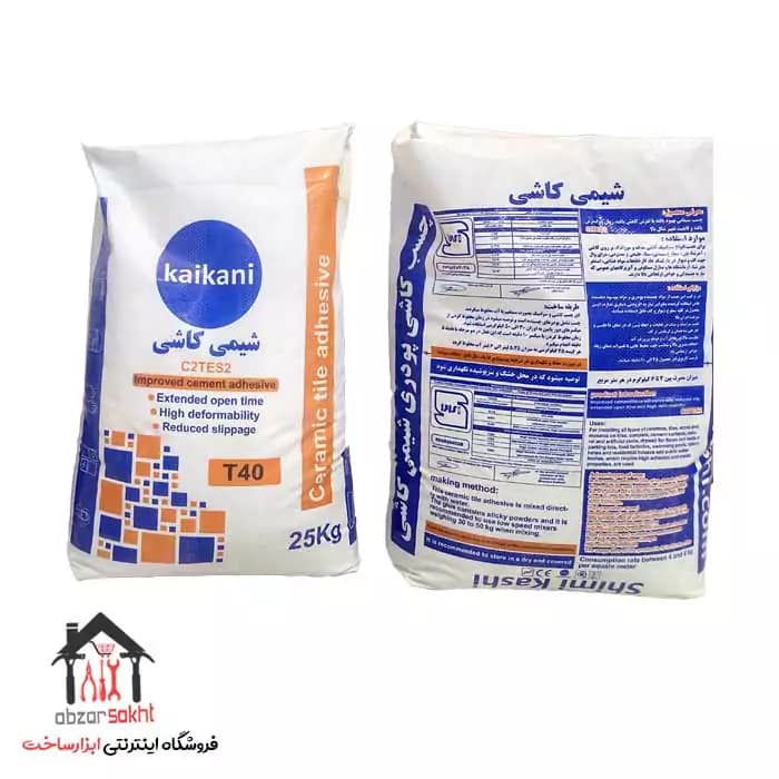 چسب کاشی پودری استاندارد C2TES2 شیمی کاشی T40صادراتی — تصویر ۳