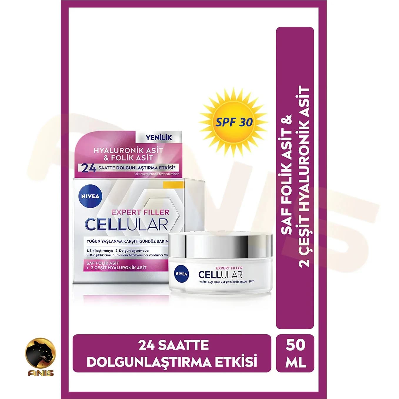 کرم روز ضد چروک Hyaluronik Asit & Folik Asit نیوا حاوی اسید فولیک و هیالورونیک اسید 50 میل — تصویر ۴