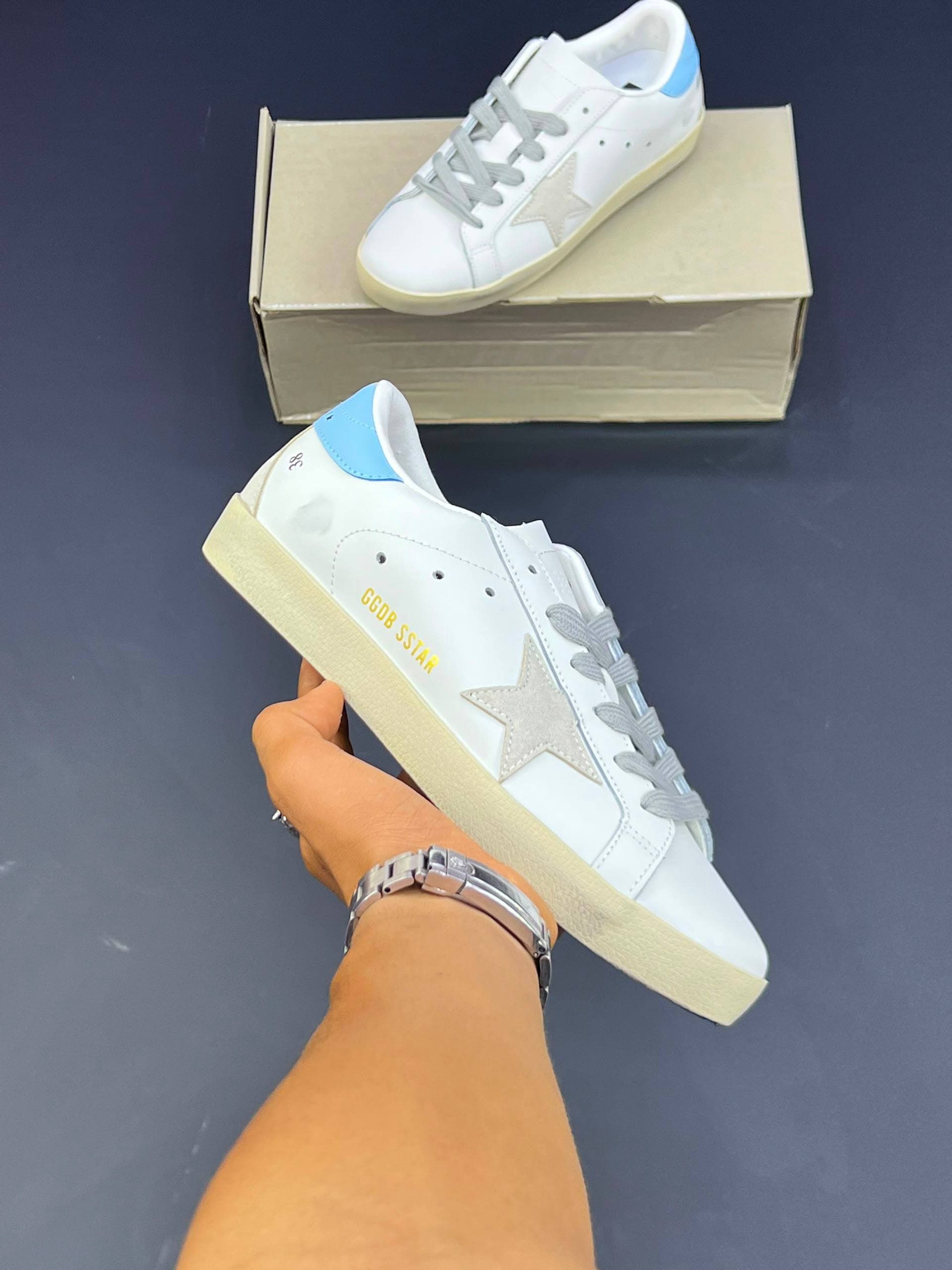 کفش کتونی زنانه گلدن گوس (کیفیت مستر) Golden Goose Superstar White Ice Blue