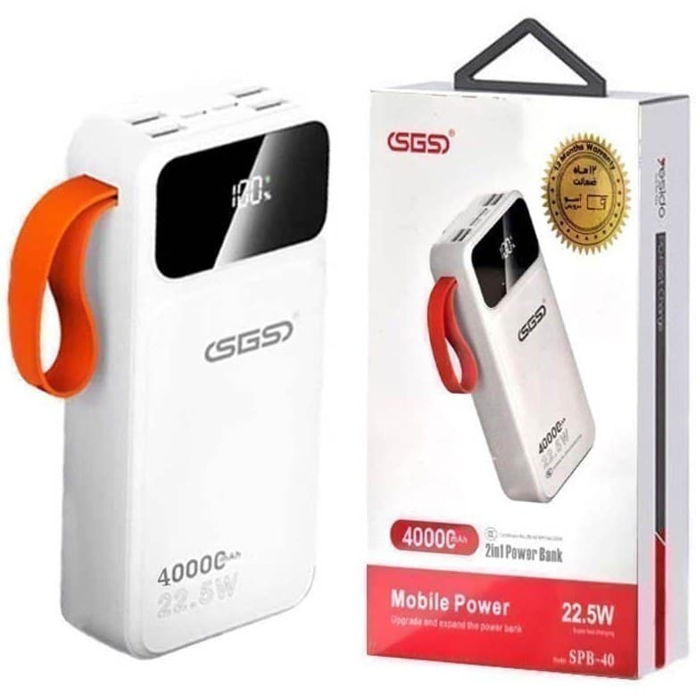 پاوربانک اس جی اس مدل SPB-40 ظرفیت ۴۰۰۰۰ میلیآمپر