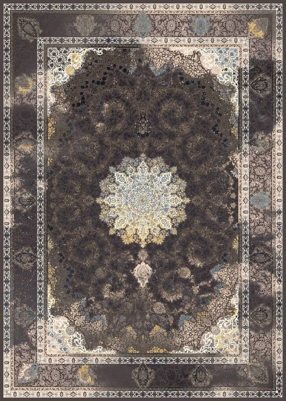 زیر سفره ای مخمل پورشه طرح کلاسیک خاکستری بژ فرمهر کد tbt-f13029