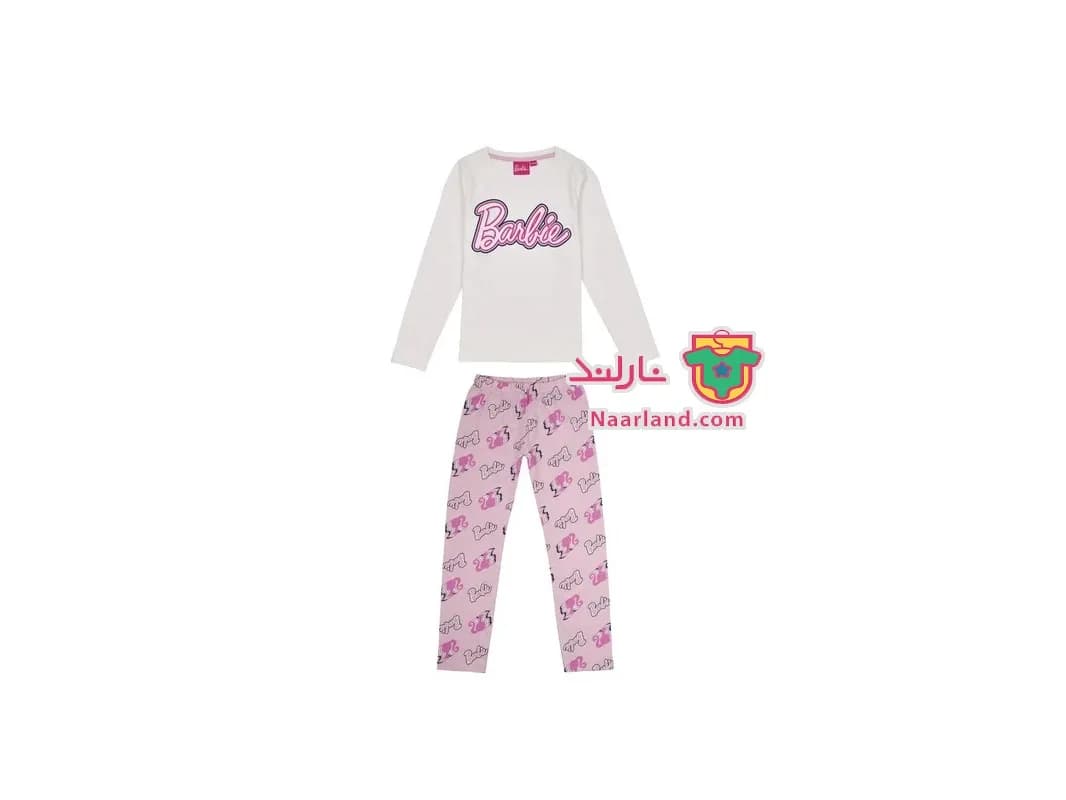 ست بلوز شلوار Barbie صورتی سفیدطرح باربی
