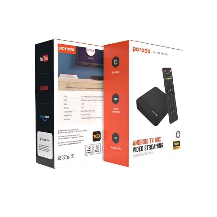 اندروید باکس پرودو Porodo Android TV Box Video Streaming Unlimited Streaming — تصویر ۳