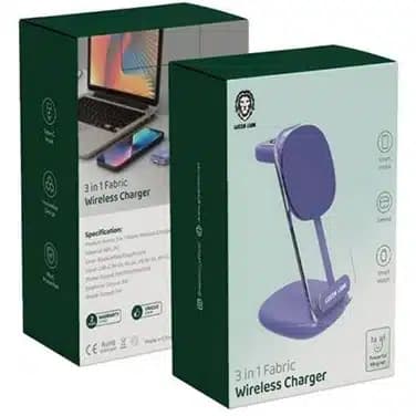 شارژر بی سیم Green Lion 3 in 1 Fabric Wireless Charger 15W