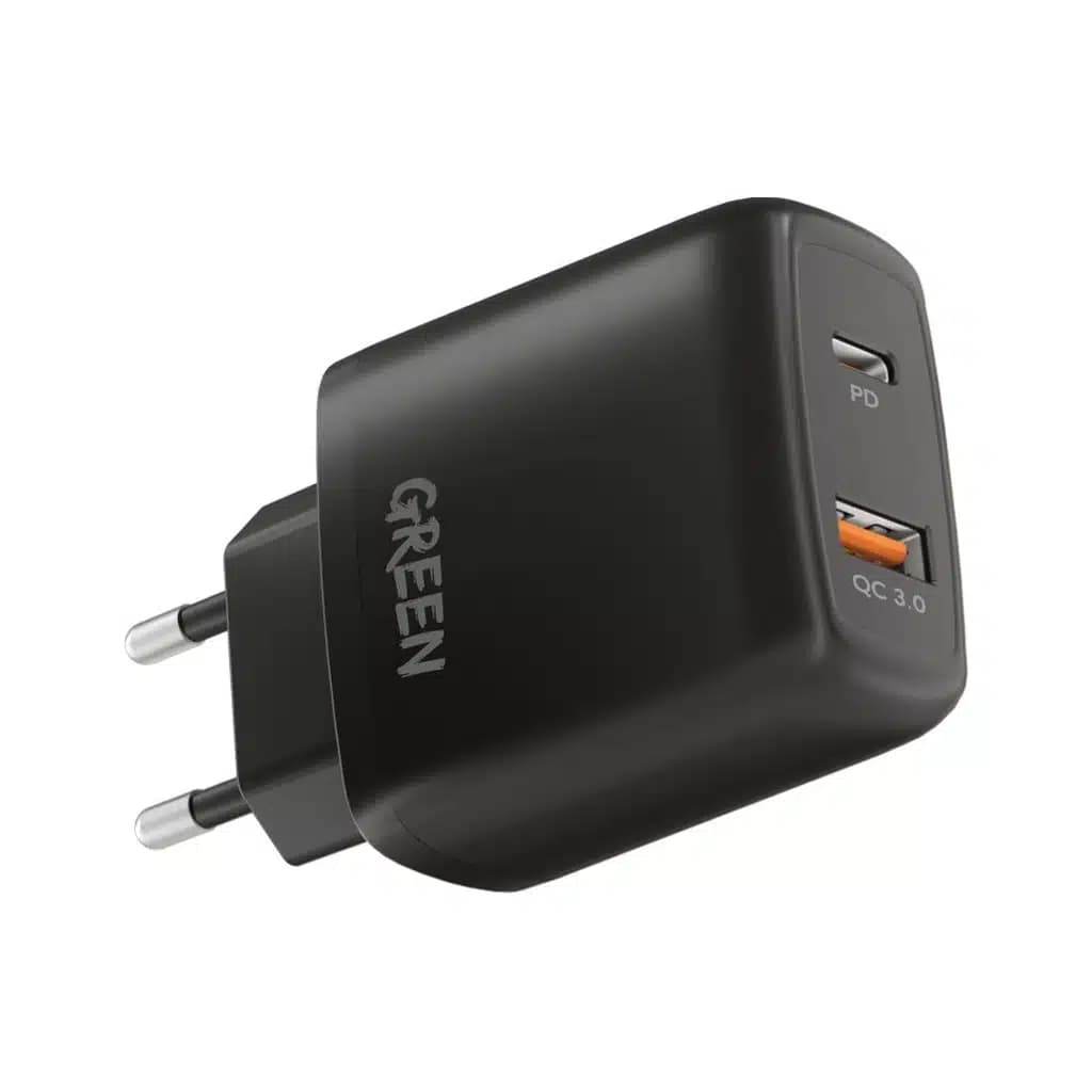 شارژر green lion dual USB port wall charger PD+QC3.0 20W EU