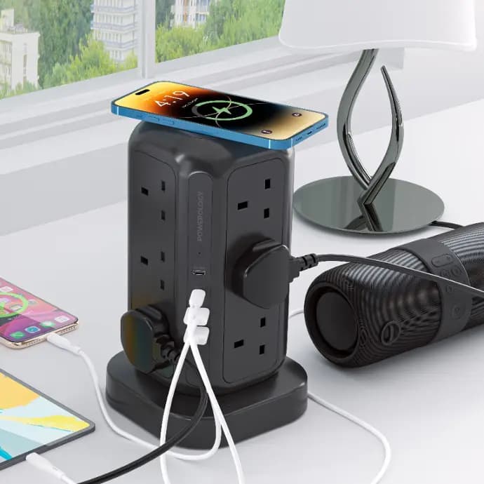 چند راهی برق و شارژر پاورولوژی Powerology 12 Socket Multi-Port Tower Hub PWCUQC013 — تصویر ۷