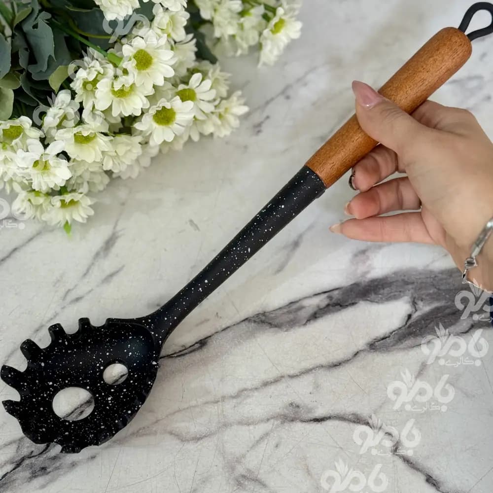 چنگال سیلیکونی دسته چوب موموD33