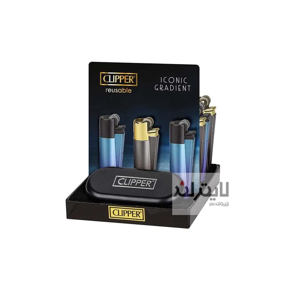 فندک گازی کلیپر مدل Iconic Gradient-black blue — تصویر ۳