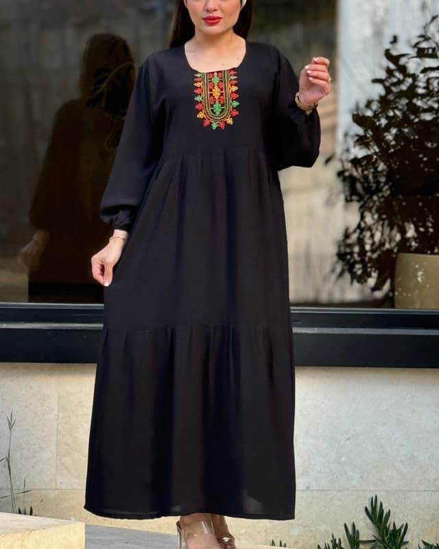 پیراهن برنوتی یقه گلدوزی 6107 — تصویر ۲