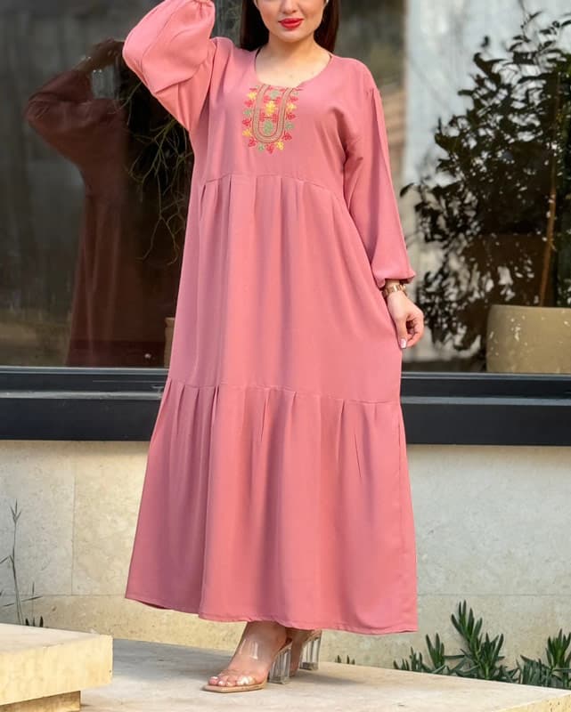 پیراهن برنوتی یقه گلدوزی 6107 — تصویر ۴