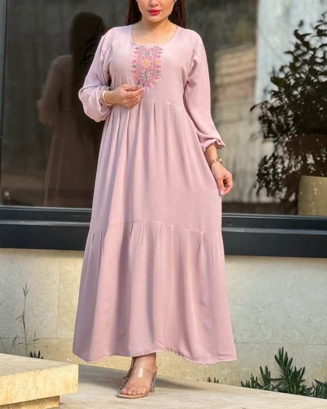پیراهن برنوتی یقه گلدوزی 6107 — تصویر ۵