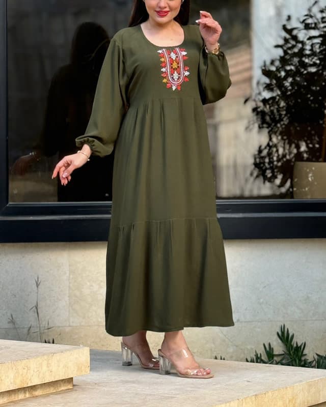 پیراهن برنوتی یقه گلدوزی 6107 — تصویر ۳