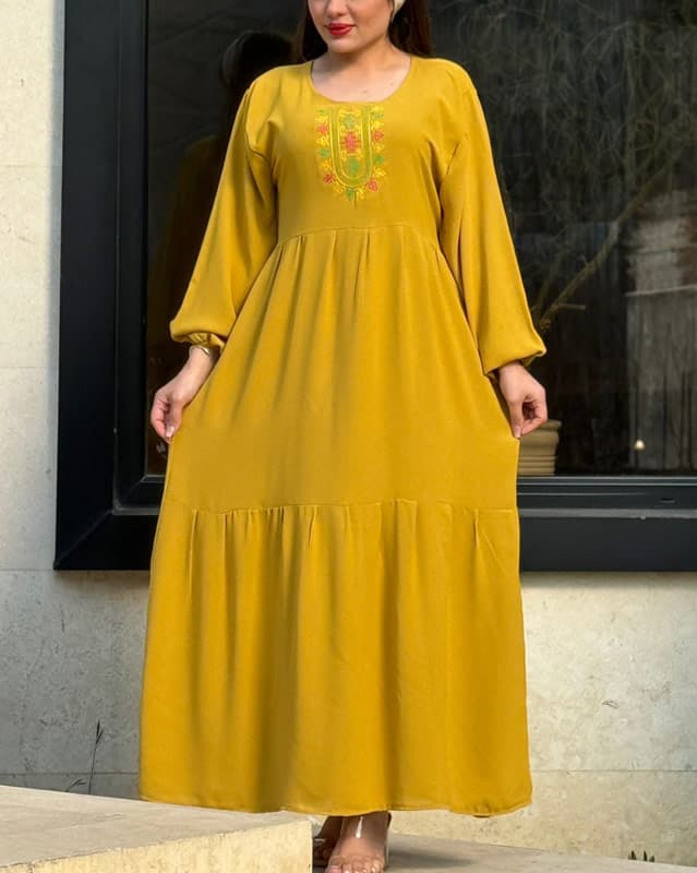 پیراهن برنوتی یقه گلدوزی 6107 — تصویر ۷
