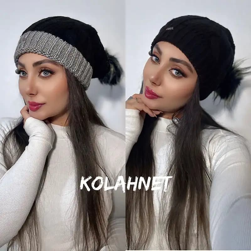 کلاه بافت پوم دار بلند کد 5156