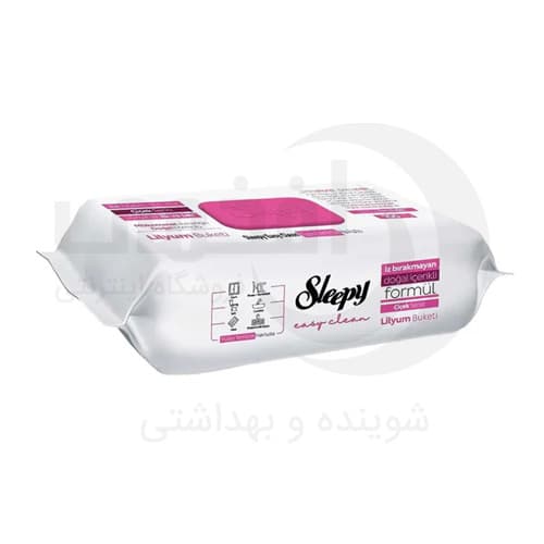 دستمال مرطوب اسلیپی بسته 100 عددی تمیز کننده چند سطحی مدل گل لیلیوم Sleepy