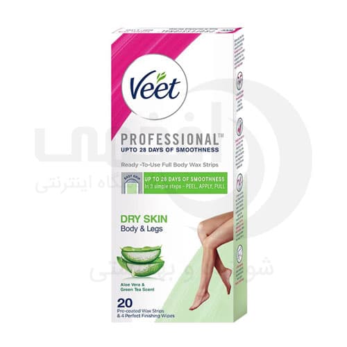 چسب مو بر ویت Veet بسته 20 عددی مدل Professional مناسب پوست های خشک