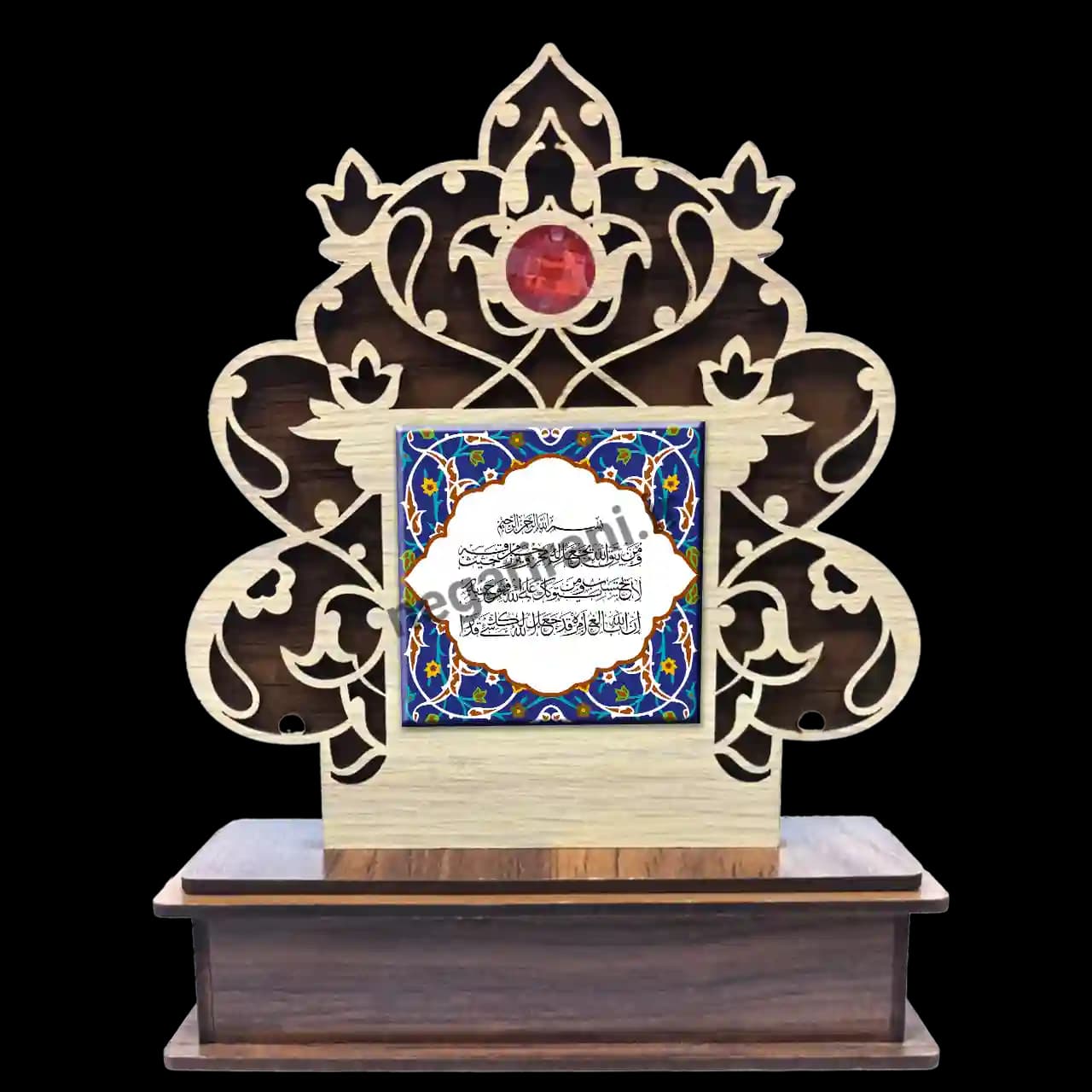 تندیس کاشی گلدار و من یتق الله مدل 2A 17