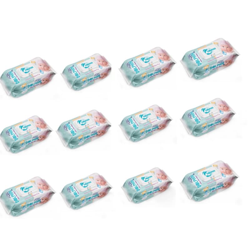 دستمال مرطوب کودک دلفین مدل eco4 بسته 120 عددی مجموعه 12 عددی — تصویر ۲