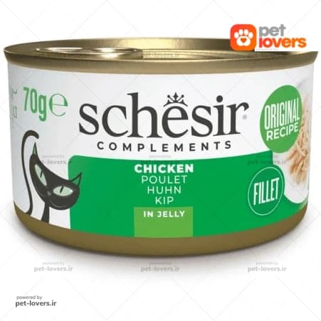 کنسرو گربه طعم مرغ شسیر Schesir وزن 70 گرم