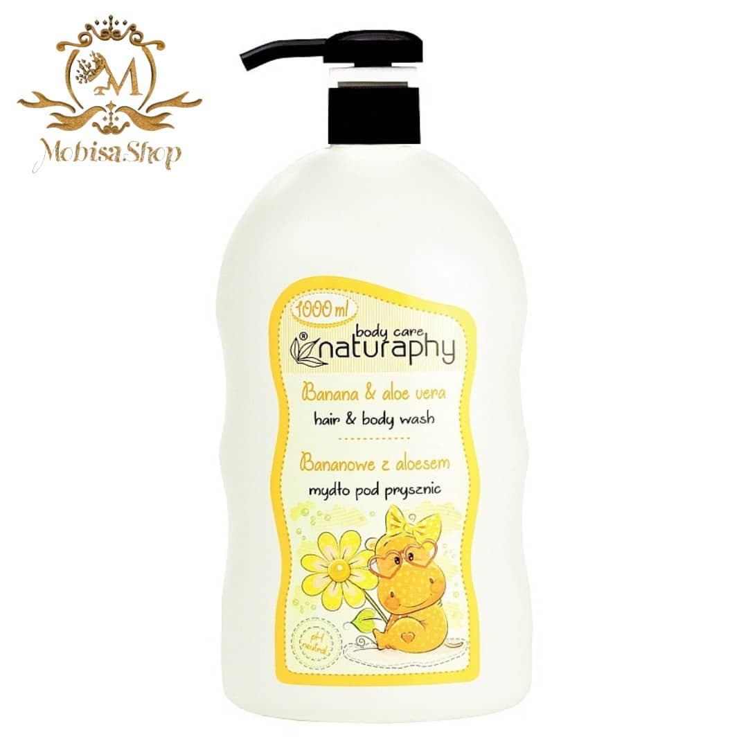 شامپو سر و بدن کودک ناتروفی naturaphy موز و آلوئه ورا حجم 1000 میل