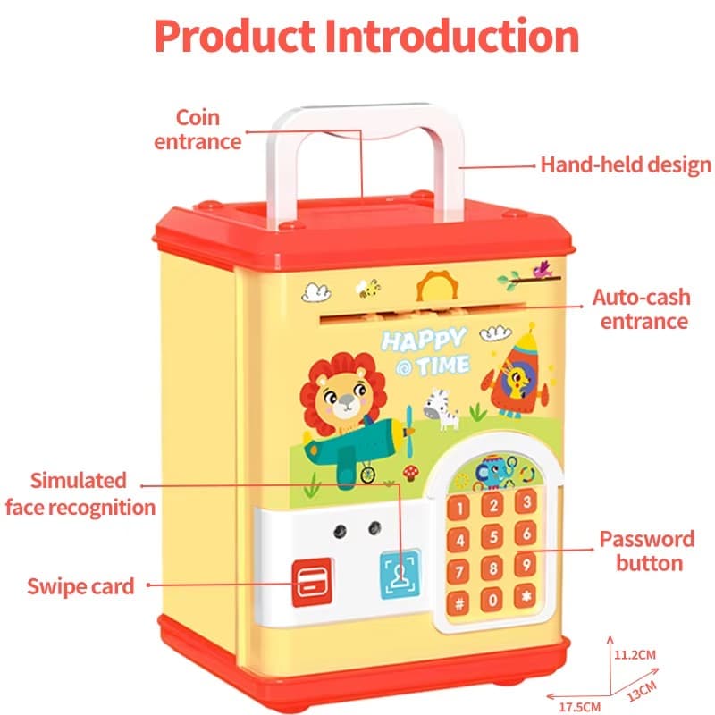 قلک طرح گاوصندوق رمزدار و اثرانگشتی شیر (Lion Money Safe) — تصویر ۹