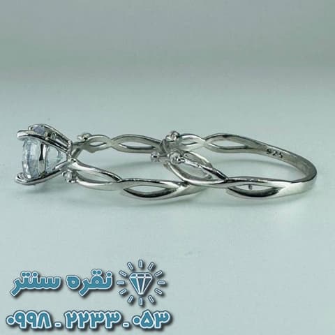 حلقه به همراه پشت حلقه زنانه نقره — تصویر ۳