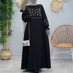 عبا گلدوزی پاپیونی الیزه مشکی مناسب شیردهی — تصویر ۲