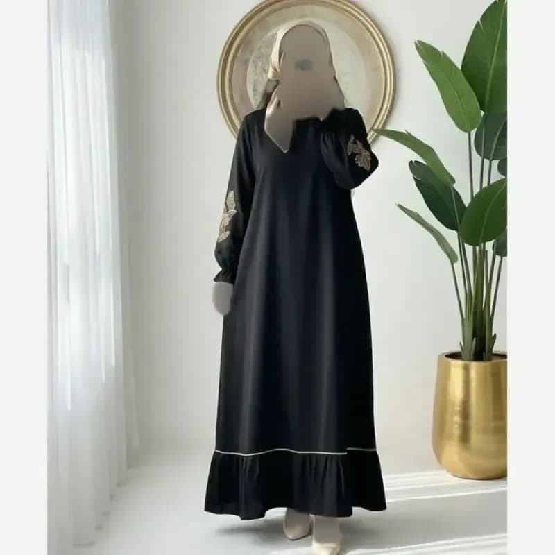 عبا گلدوزی پروانه الیزه فری سایز مشکی — تصویر ۱۰