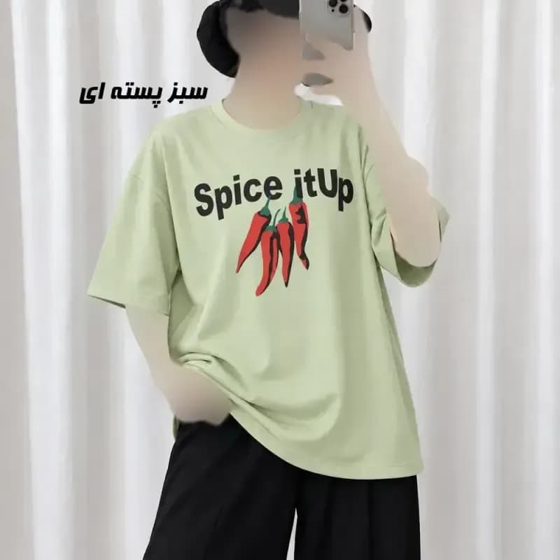 تیشرت باکسی نخ پنبه دکمه دار زنانه و دخترانه فری سایز — تصویر ۵