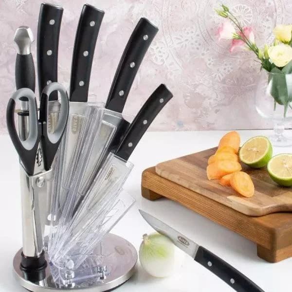 کارد و ساطور 8پارچه استیل پایه سفید ریور کد 2236
