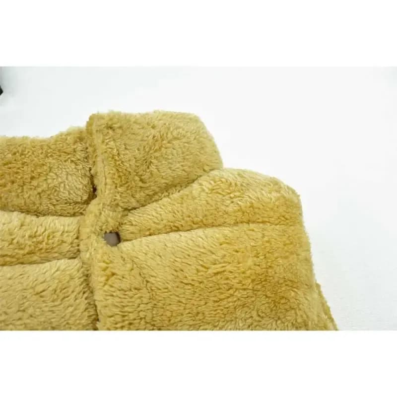 پافر بچه گانه بالا خز قهوه ای باکسی شمعی — تصویر ۳