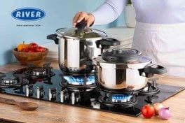 زودپز 2قلو 4+6لیتر ریور طوسی -مشکی کد 3844 — تصویر ۲