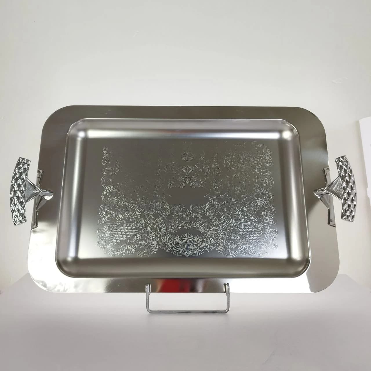 سینی مستطیل متوسط دسته نقره ای Diamond ریور کد 1216