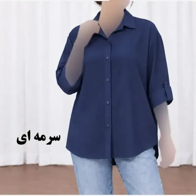 شومیز زنانه سیلک مودال آستین دکمه فری سایز چهارفصل — تصویر ۳