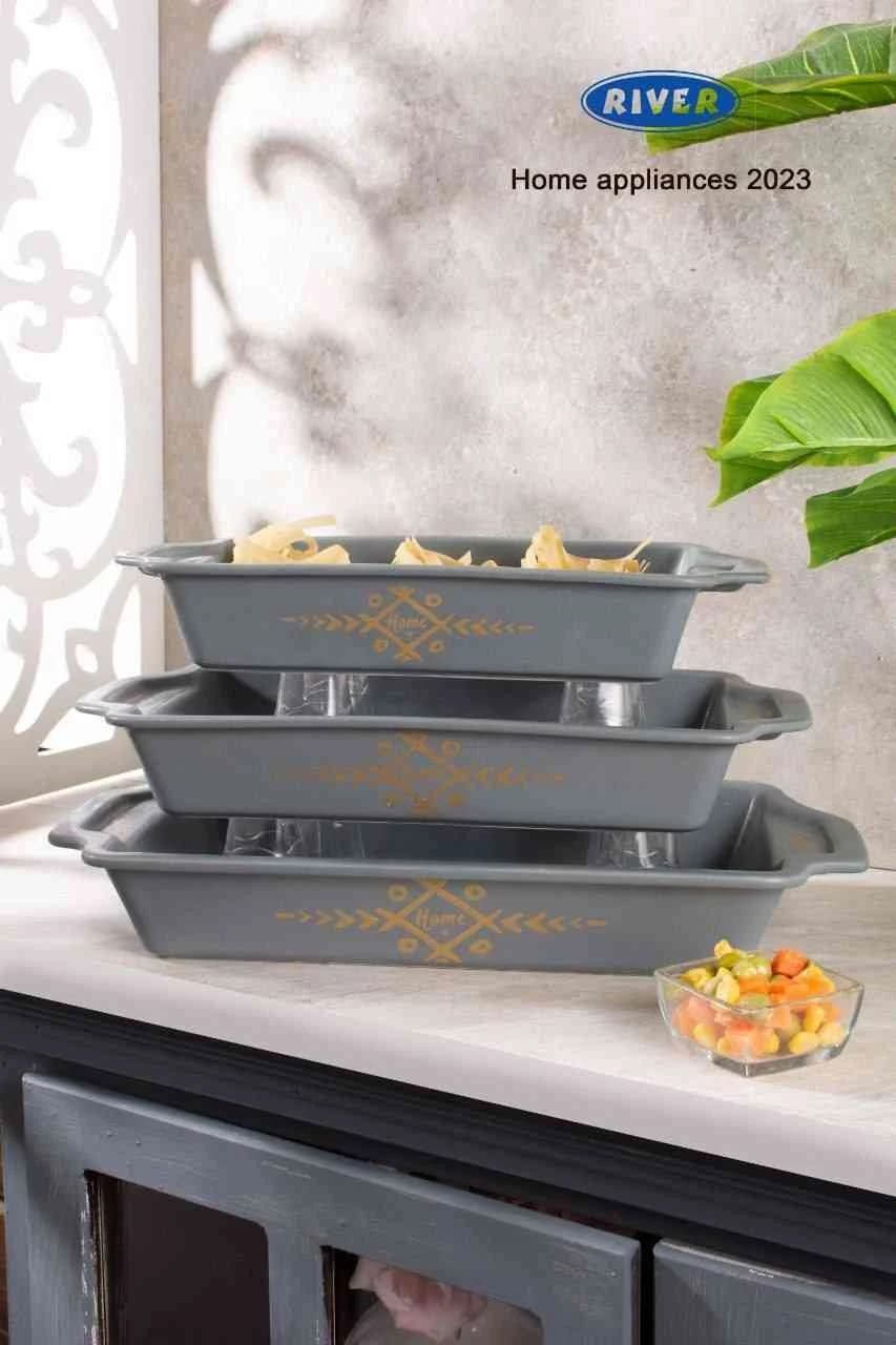 تابه مستطیل بزرگ سرمری طوسی ریور کد 8170-38G