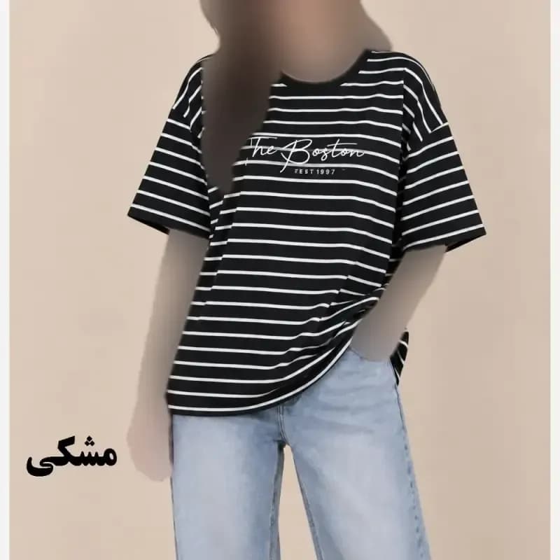 تیشرت باکسی رینگی نخ پنبه زنانه و دخترانه فری سایز مناسب تا سایز 50 — تصویر ۲