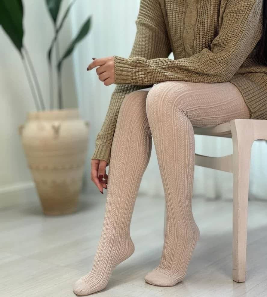 جوراب شلواری زنانه طرح گندم کد 10435 رنگ کرم