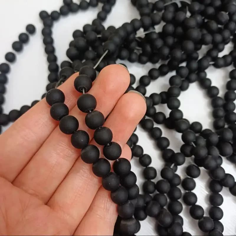 مروارید طرح اونیکس مات سایز 8 مشکی (بندی)