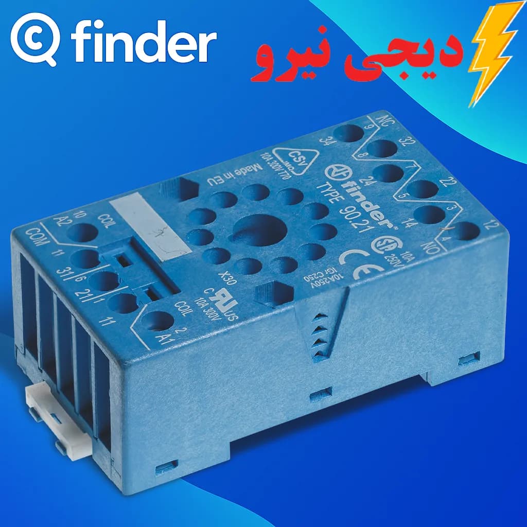سوکت 8 پایه 90.22 فیندر (FINDER) نصب رلههای سری 60.12 و روی مدار چاپی