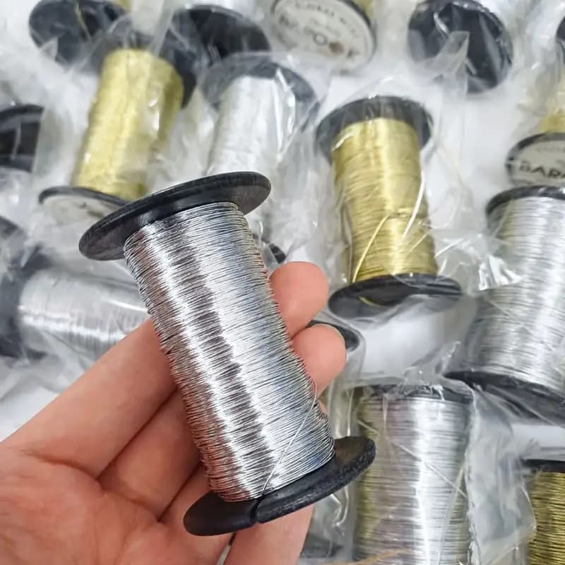 سیم گلسازی باروک روکش دار نقره ای شماره 3 (1رول)