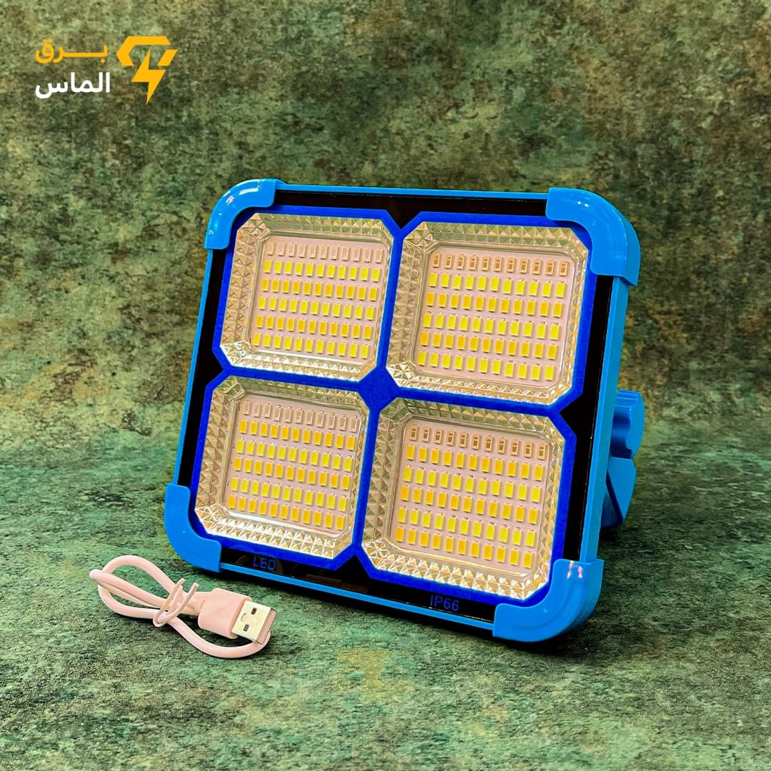 پروژکتور خورشیدی100 وات مدل YK-918 اصلی/پنل جدا/4 باطری قابل تعویض/کابل 4 متری
