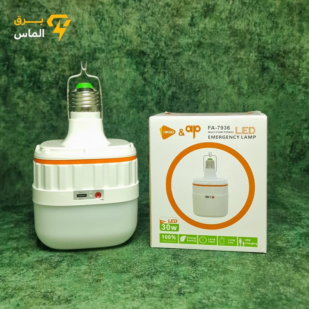 چراغ اضطراری شارژی OKGO مدل FA7936 قدرت ۳۰ وات مهتابی/ ضمانت بازگشت وجه