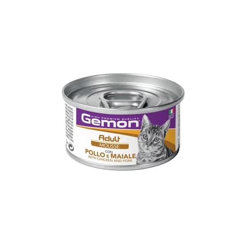 کنسرو گربه بالغ جمون موس مرغ و خوک Gemon وزن 85 گرم