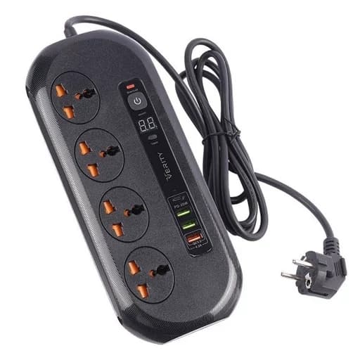 شارژر USB و چندراهی برق VERITY مدل 3115 | 4 پریز + 3 USB | 3000 وات — تصویر ۳