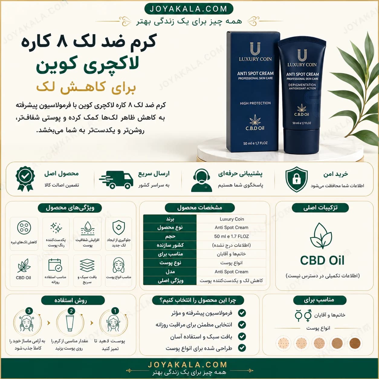 کرم ضد لک ۸ کاره لاکچری کوین کاهش لک، روشنکننده — تصویر ۳